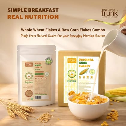 Nature's Trunk Combo Grain Flakes - Whole Wheat & Raw Corn Flakes 850 g