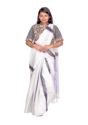 Tisser Designer Zari Tissue Silk Saree with Blouse Piece – Royal Purple