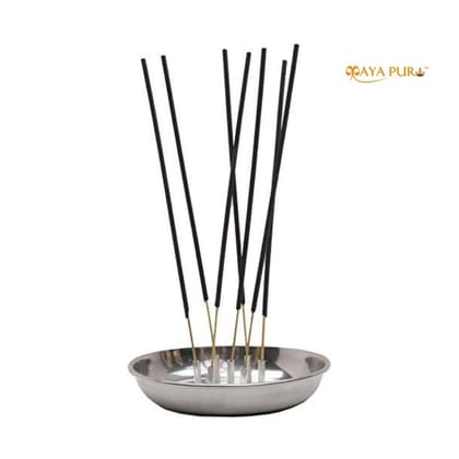 MAYAPURI Stainless Steel Agarbatti Stand with Plate | 5 Incense Sticks Holder Dhoop Dani (1)