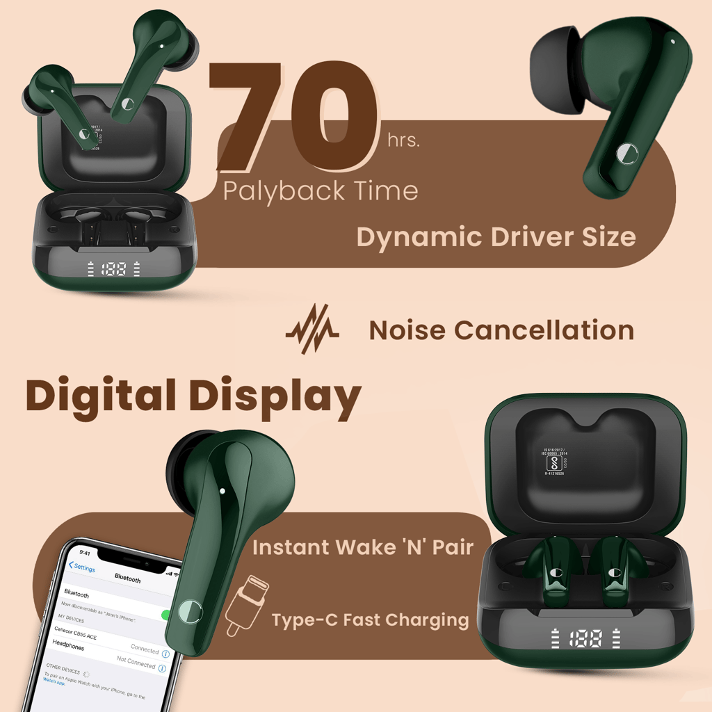 Cellecor BroPods CB55 ACE TWS With 70 Hours Playtime, ENC, 5.3v Bluetooth
