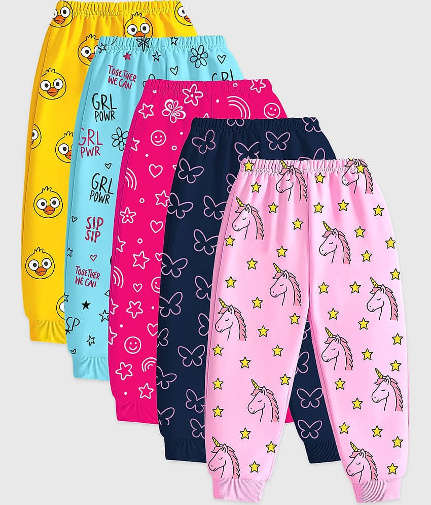 Kuchipoo Pack of 5 Girls Cotton Blend Trackpants ( Colors )