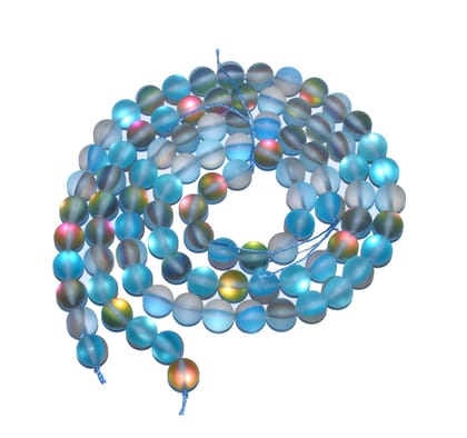 Aura Quartz Stone Beads 50 Pcs Glitter Moonstone Round Beads Loose Spacer Beads for Jewelry Making DIY Bracelet Necklace Earrings (SEP- 766)-8 MM / 75