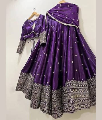 Keyura Purple Georgette Chaniya Choli Semi Stitched Lehenga Single