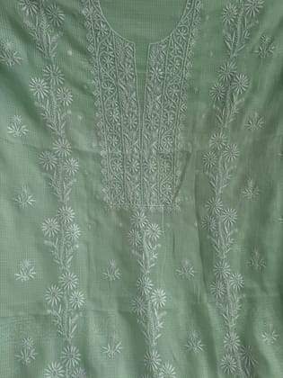 Kota Chikankari Length with Dupatta - Green-Green / Free Size / Kota