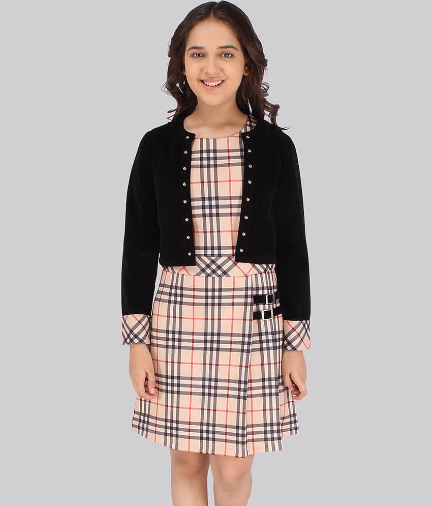 Cutecumber Suede Shift Dress For Girls ( Pack of 1 , Black )