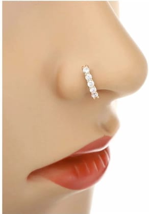 Diamond Nose Ring Gole 5 Nug Double Diamond Nose Ring for Women And Girl Pack of 1