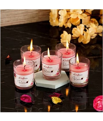 eCraftIndia Set of 5 Pink Rose Scented Glass Candle