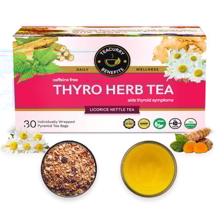 TEACURRY Thyroid Tea (1 Month Pack | 30 Tea Bags) - Thyro Herb Tea to help with Thyroid Hormones (TSH, T3, T4), Manage Weight