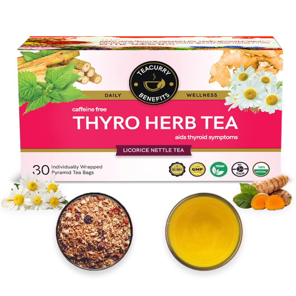 TEACURRY Thyroid Tea (1 Month Pack | 30 Tea Bags) - Thyro Herb Tea to help with Thyroid Hormones (TSH, T3, T4), Manage Weight