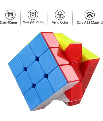Toy Cloud Speed Cube 3 x 3 Sticker-Less 3 D Cube Puzzle Game for Beginners and Professionals -Multicolour