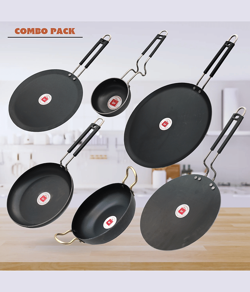 LAZYWINDOW Non Coated Iron Cookware Sets
