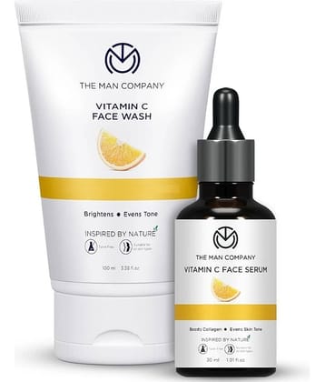 The Man Company Ultimate Vitamin C Face Care Kit with Face Wash & Face Serum | Boost Collagen | Glowing & Brightening Skin | Soft & Supple