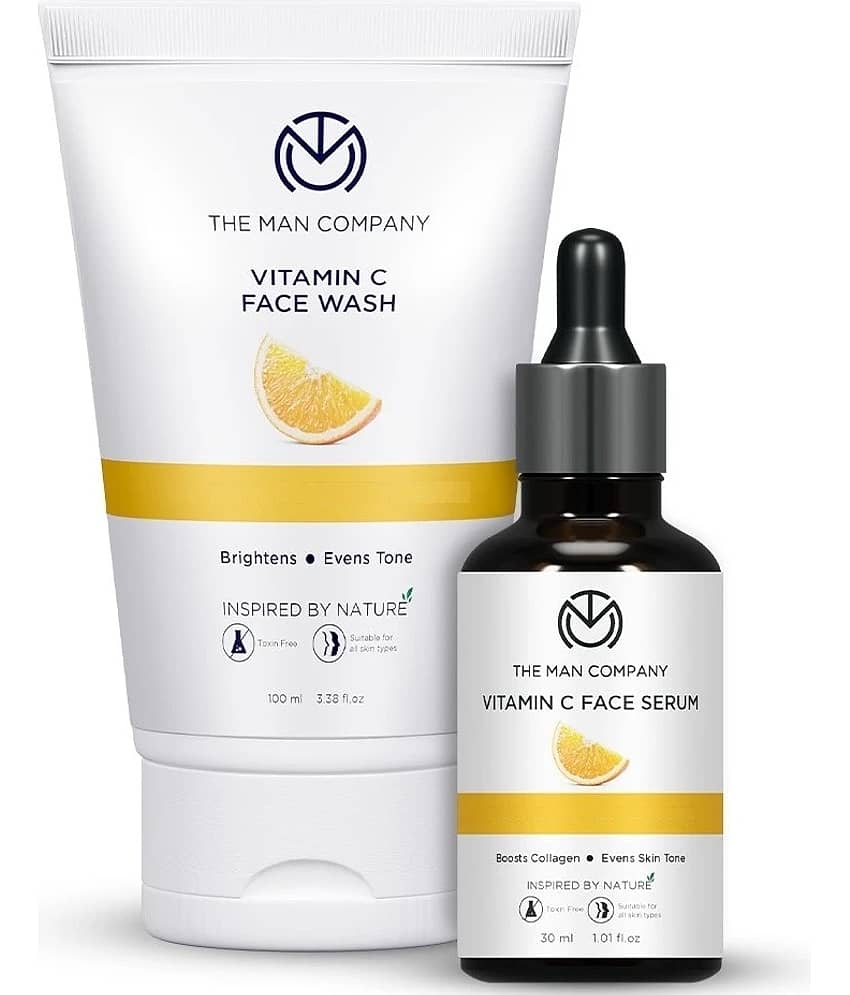 The Man Company Ultimate Vitamin C Face Care Kit with Face Wash & Face Serum | Boost Collagen | Glowing & Brightening Skin | Soft & Supple
