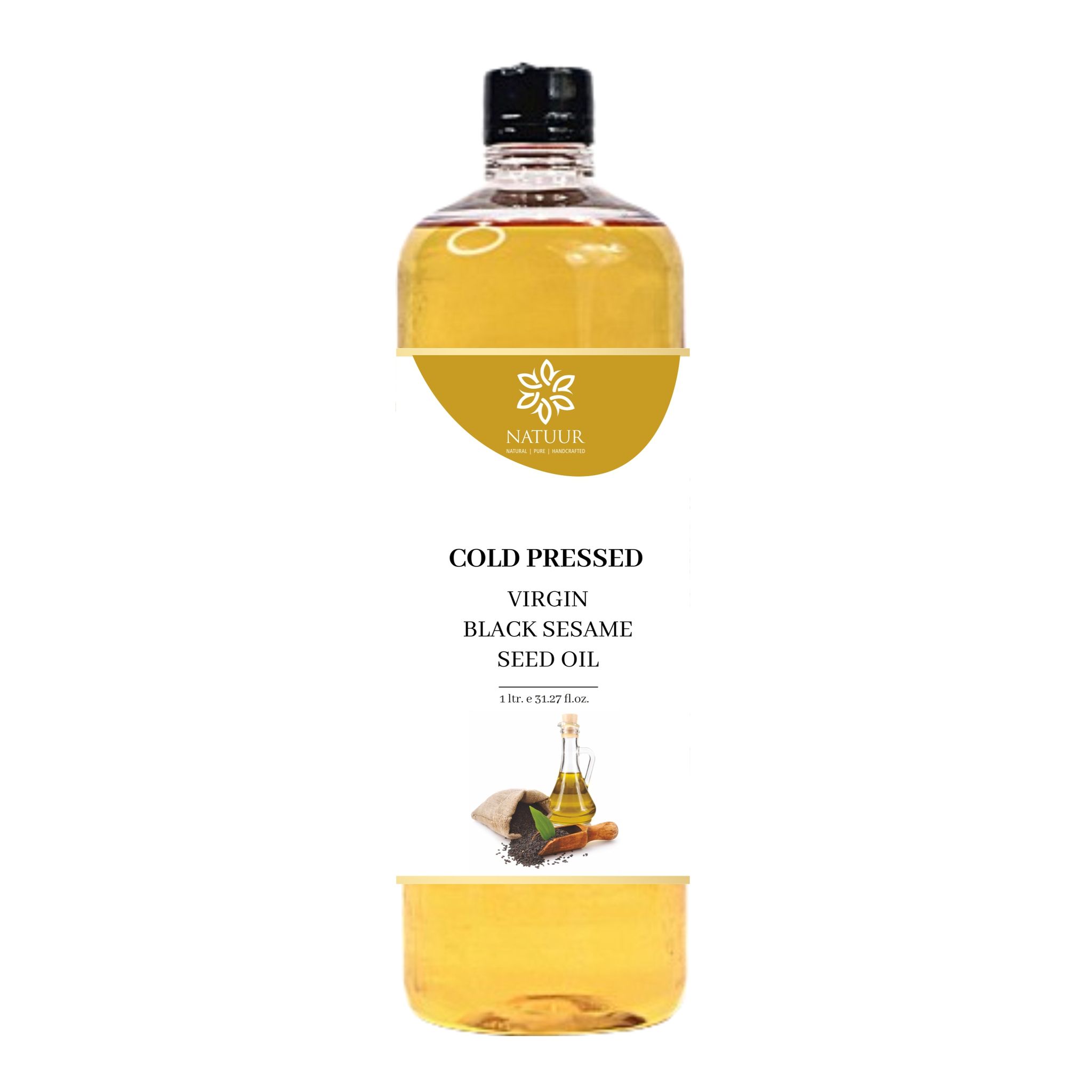 NATUUR HERITAGE Cold Pressed Black Sesame Seeds Oil Ancient. Pure. Unrefined.