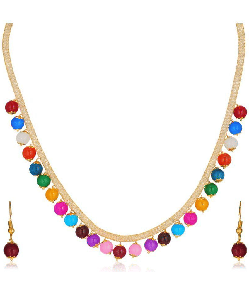 PUJVI - Multi Color Alloy Necklace Set ( Pack of 1 )