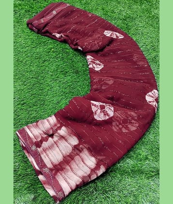 Bhuwal Fashion Georgette Printed Saree With Unstitched Blouse Piece ( Maroon )