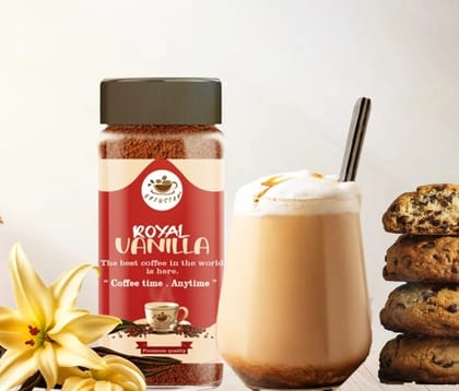 Brewstar Royal Vanilla Infused Coffee 25gm Sachet: Premium Roast & Ground Instant Coffee