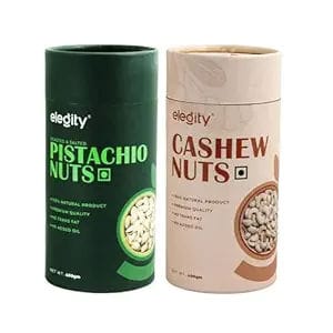 ELEGITY Dry Fruit Combo Pack | California Pistachios, W210 Cashew (400 gm each) |100% natural |No added preservatives | Nutritious and Delicious Snacks ELEGITY Dry Fruit Combo Pack | California Pistachios, W210 Cashew (400 gm each) |100% natural |No added preservatives | Nutritious and Delicious Snacks