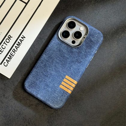 iPhone Series Design Cases With Camera Bumper-Denim Texture / Denim Blue / iPhone 15 Pro Max