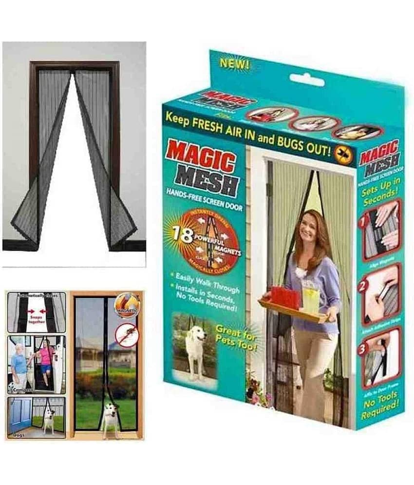 DHSMART Mosquito Screen Door  Net Wood Polish Block Foldable Mosquito Net Magnets Reinforced Polyester 1 no.s