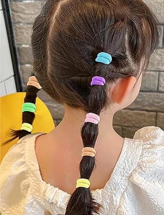 Aliza 80 pcs Colorful Hair Tie Hair Rubber Band Ponytail Holder and Clip Cute Hair Accessories Gift Set For Baby Kids Girl Daily Use