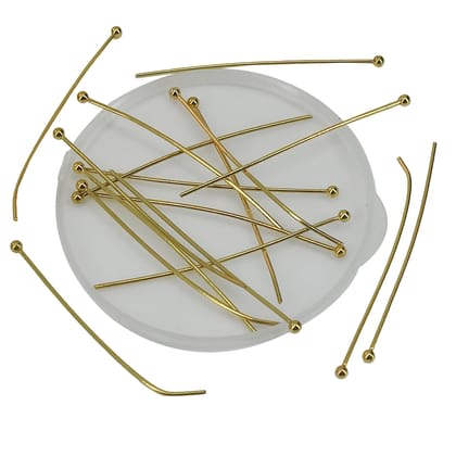 304-Stainless Steel Ball Head Pins 40x0.7 MM (10 Pieces) 21 Gauge Tarnish Resistant Gold Color For Jewellery Making Crafts-10 Pieces