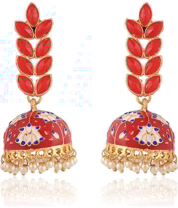 VIRAASI - Red Jhumki Earrings ( Pack of 1 )