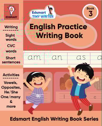 Edsmart Handwriting Practice Books Level 3 - English writing books for kids 4-7 years | Three letter words and sentence writing Practice | CBSE worksheets (Edsmart Tiny Writer) [Paperback] [Jan 01, 2024] EDSMART EDU SERVICES PRIVATE LIMITED