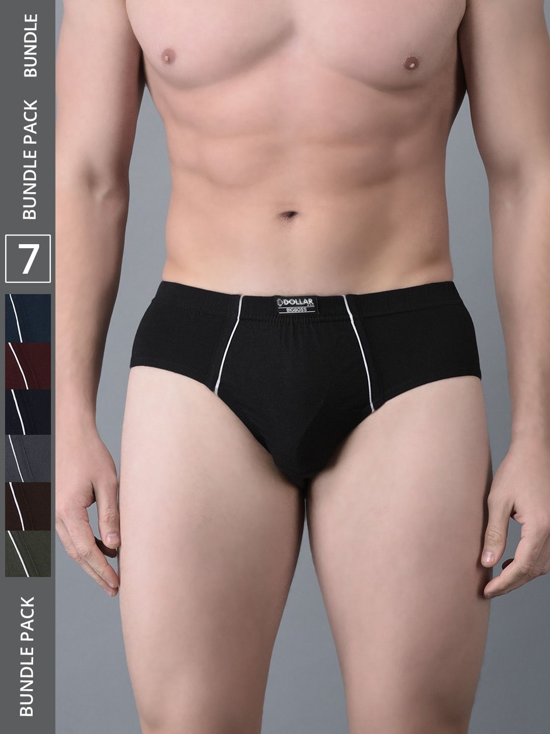 Men's Assorted Pack of 7 Combed Cotton Solid Brief With Anti-Microbial Odour Control