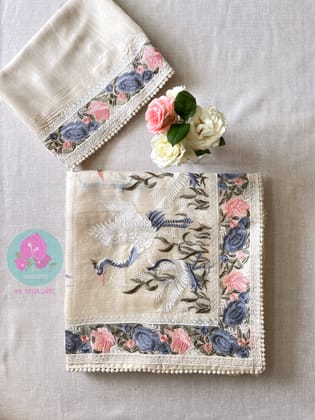 Pure tussar kota saree with beautiful flamingos