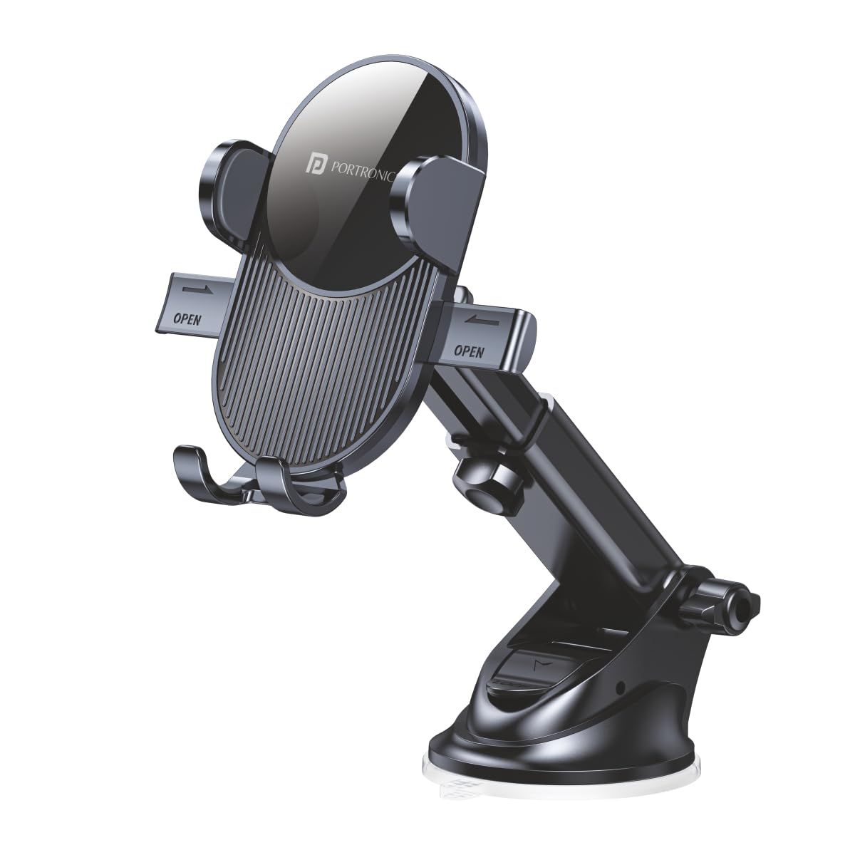 Portronics Clamp M3 Adjustable Car Mobile Phone Holder Stand for Dashboard & Windshield, 360 Rotational, Strong Suction Cup, Compatible with 4 to 6 inch Devices(Black) Portronics Clamp M3 Adjustable Car Mobile Phone Holder Stand for Dashboard & Windshiel