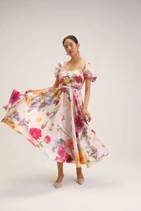 Maria Puff Sleeve Dress-XXS