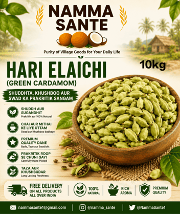 Hari Elaichi, Green Cardamom, Choti Elaichi, Cardamom Pods, Premium Cardamom 10kg