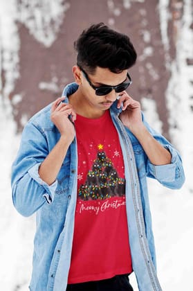 Round Neck T-Shirt (Men) - Meowy Christmas (9 Colours)