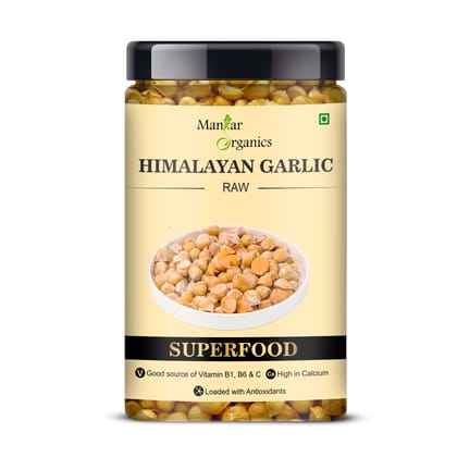 ManHar Organics Himalayan Garlic 350gm jar - Kashmiri Lehsun/Himalayan Single Clove Garlic or Snow Mountain Garlic for strong Immunity & Diabetes (Himalayan Garlic, 350gm)