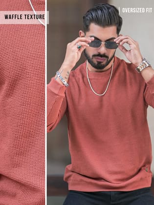 Hex Weave Rust Full Sleeve Tshirt-S