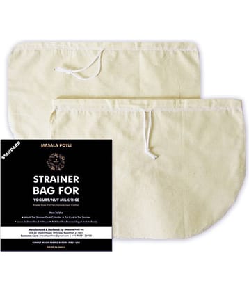 Multipurpose Cotton Rice / Yogurt / Nut Milk / Sprouts / Juice Strainer Bag Pack of 2