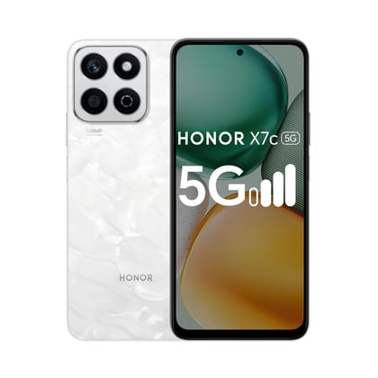 Honor X7c 5G Dual SIM | 8GB RAM, 256GB Storage | 50MP AI Camera | 5 Star SGS Rated | IP64 Standards | 120Hz Refresh Rate | 5200mAh Battery | Without Charger | (Moonlight White) Honor X7c 5G Dual SIM | 8GB RAM, 256GB Storage | 50MP AI Camera | 5 Star SGS 