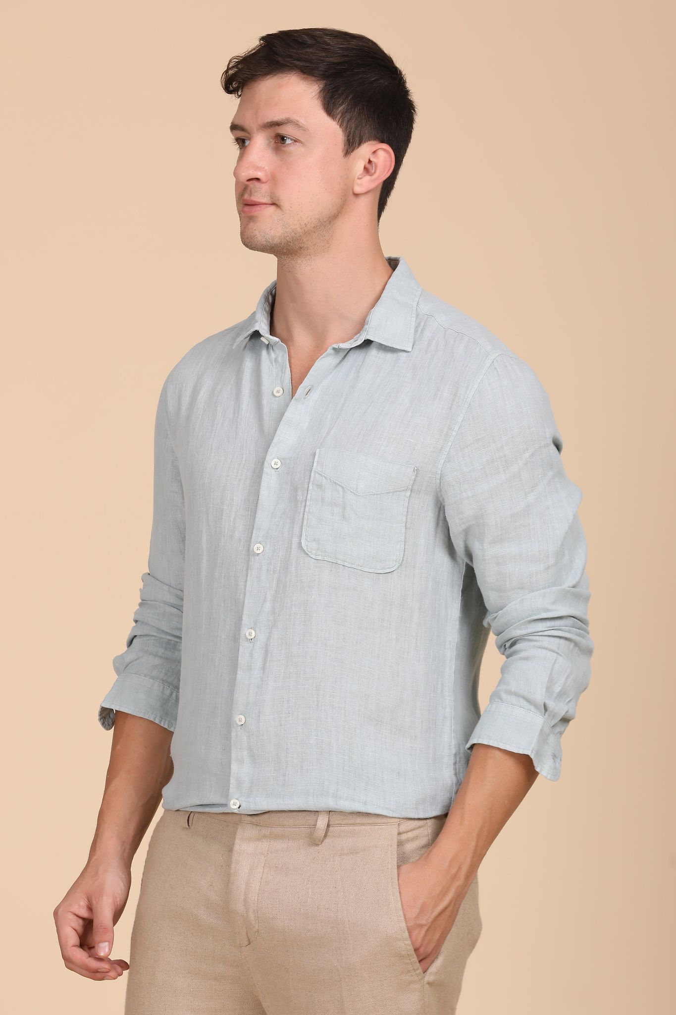 Palmas - 100% Linen Shirt - Sage-XXL-46 / SAGE