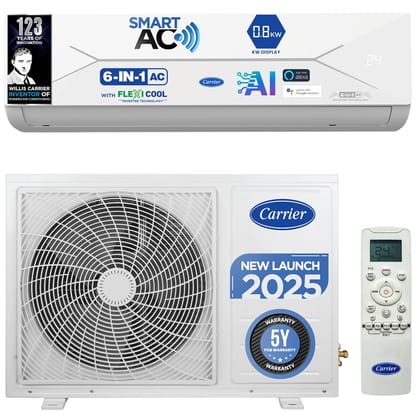 Carrier 1 Ton 5 Star Wi-Fi Smart Flexicool Inverter Split AC (Copper, Convertible 6-in-1 Cooling,Smart Energy Display,HD & PM 2.5 Filter, ESTER EDGE FXi (Wi-Fi), CAI12EE5R35W0,White)