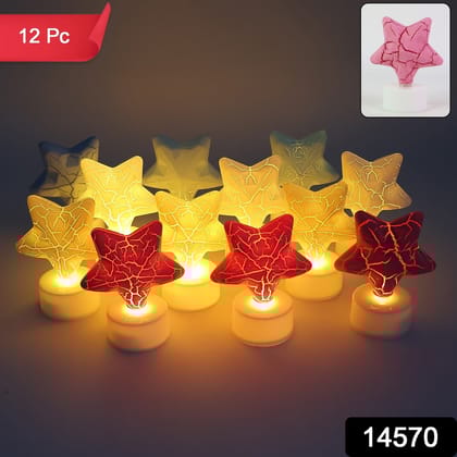 Star Shape Decorative LED Tealight Candles (12 Pc)