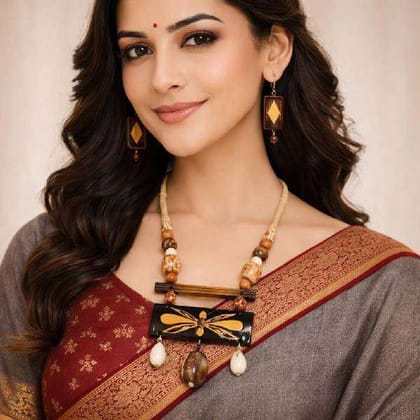 Premium Black Bamboo Necklace for Festive Occasions Eco Friendly