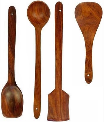 erum - Brown Wood Mixing Spatula ( Pack of 4 )