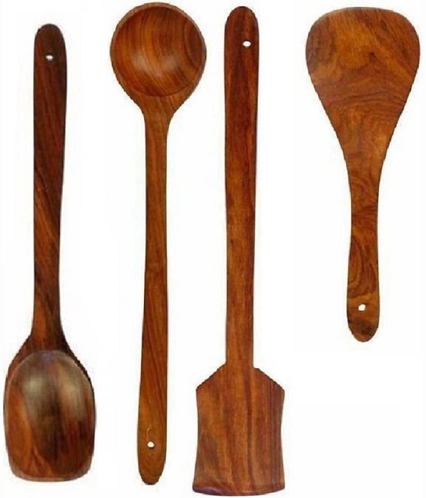 erum - Brown Wood Mixing Spatula ( Pack of 4 )