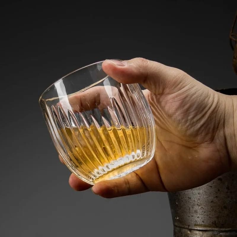 Crystal Clear Glass Whiskey Glasses Cocktail Glass, Stemless Wine Glass for Red and White Wine (280ML)