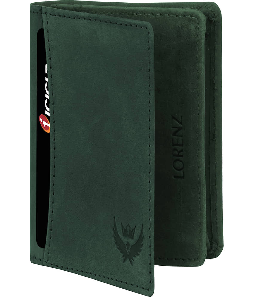 Lorenz Green 100% Leather Men's RFID Wallet ( Pack of 1 )