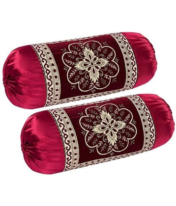 MAHALUXMI COLLECTION Set of 2 Velvet Bolster Covers (Size - 16 In X 35 In)