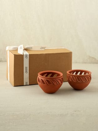 Clay Matka Diya - Set of 2-3Inches x 2Inches / Terracotta / Natural Clay / Earth
