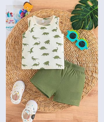 CUTEVIBE Pack of 1 Unisex Polyester T-Shirt & Shorts Set ( White )
