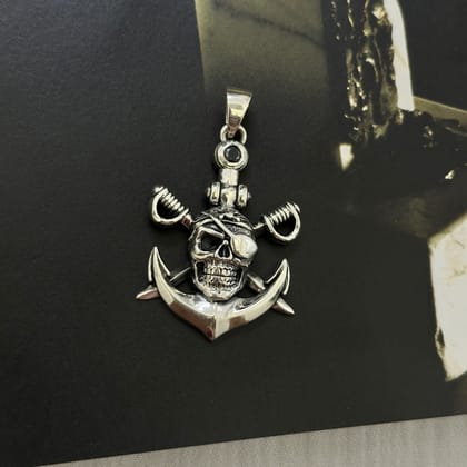 Skull Anchor Silver 925 Men's Pendant